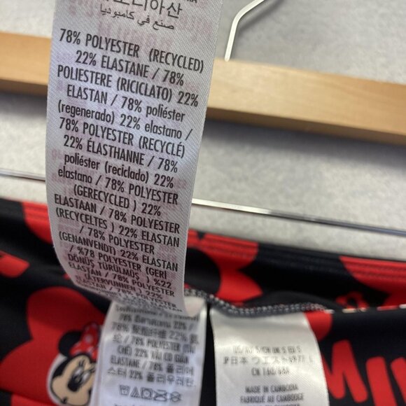 Disney Parks Minnie Mouse Leggings Womens Small S Black Red Floral Stretch Yoga - Picture 11 of 15